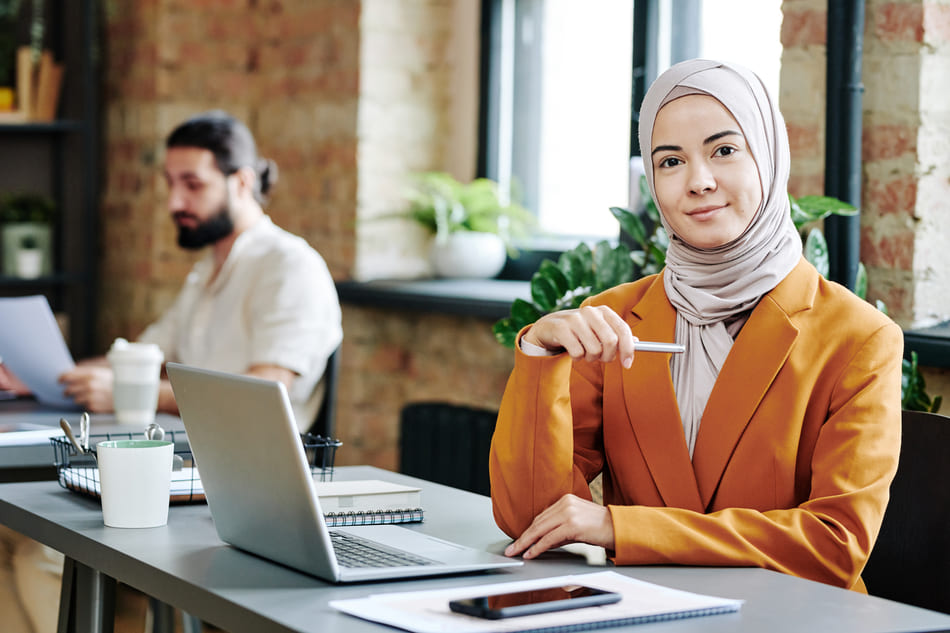 Business woman smiling