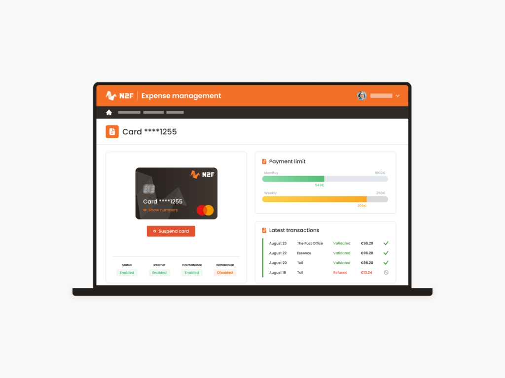 Real-time management and visibility over expenses