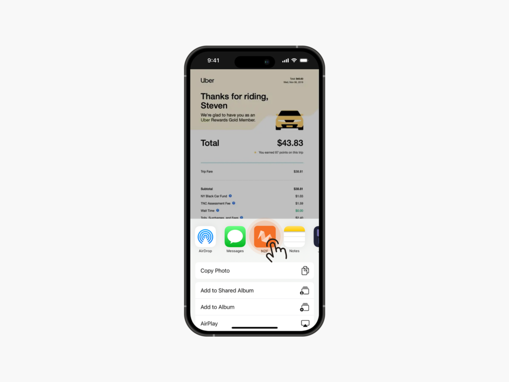 Share your receipt through N2F app