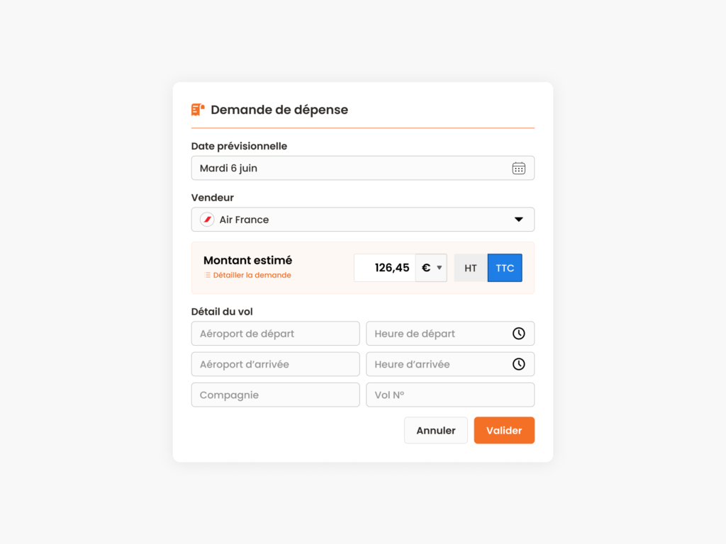 Création d'un ordre de mission