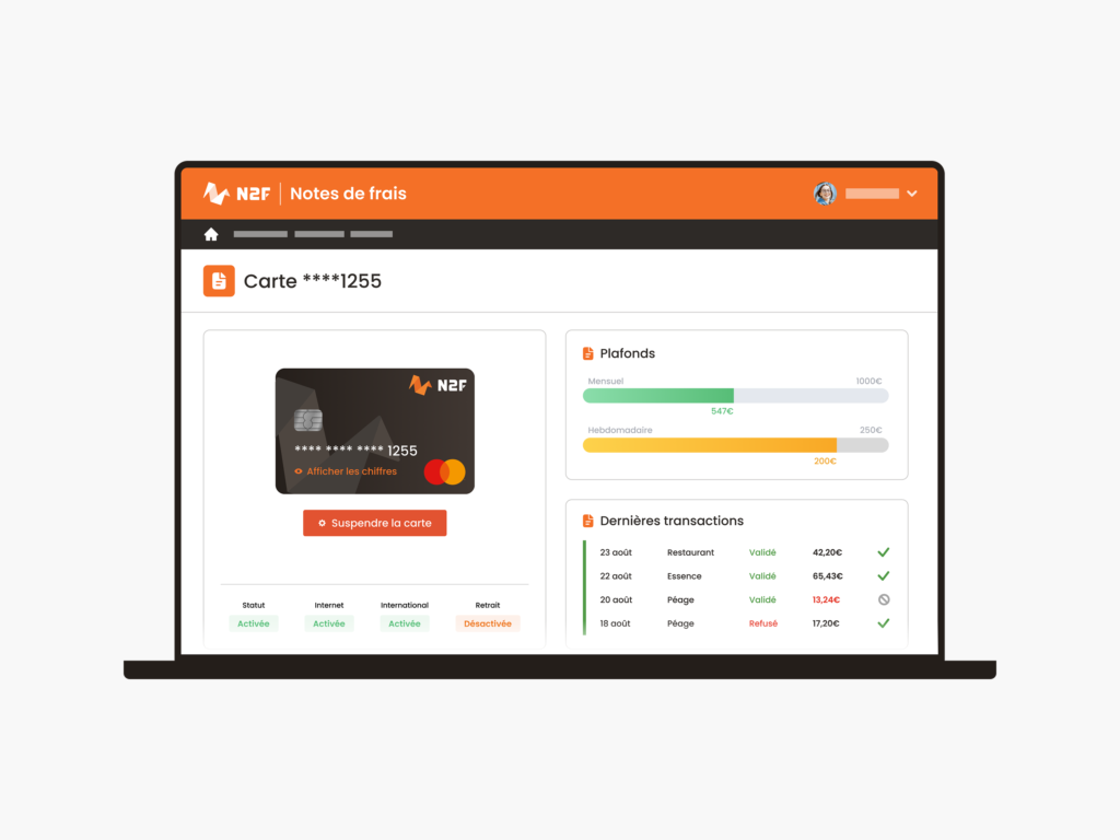 Interface de gestion de la carte N2F